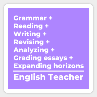 English Teacher Equation - white text Magnet